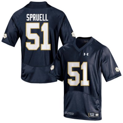 Notre Dame Fighting Irish Men's Devyn Spruell #51 Navy Blue Under Armour Authentic Stitched College NCAA Football Jersey WYP8699MF